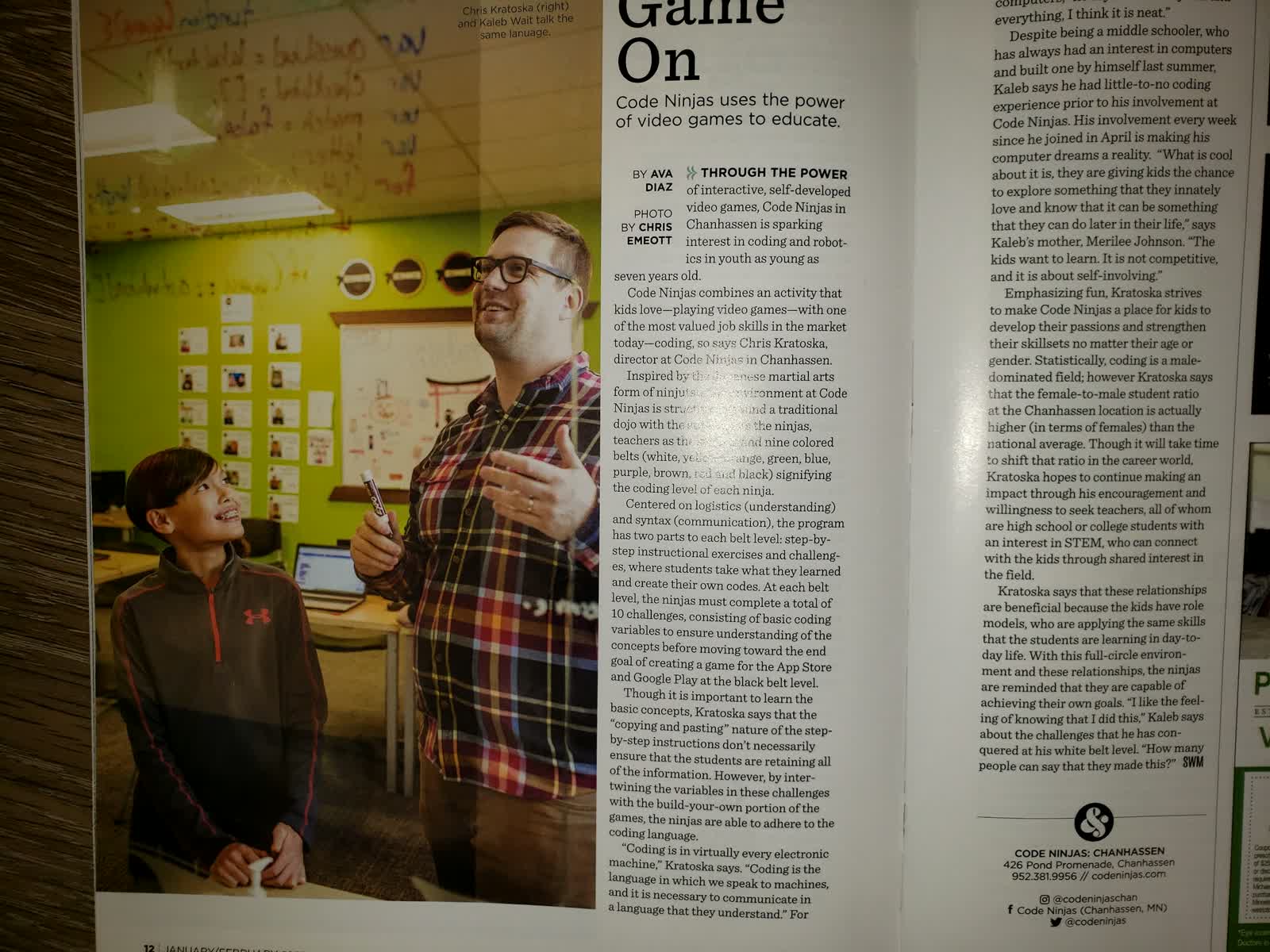 Game On magazine feature on kids STEM education with Chris Kratoska